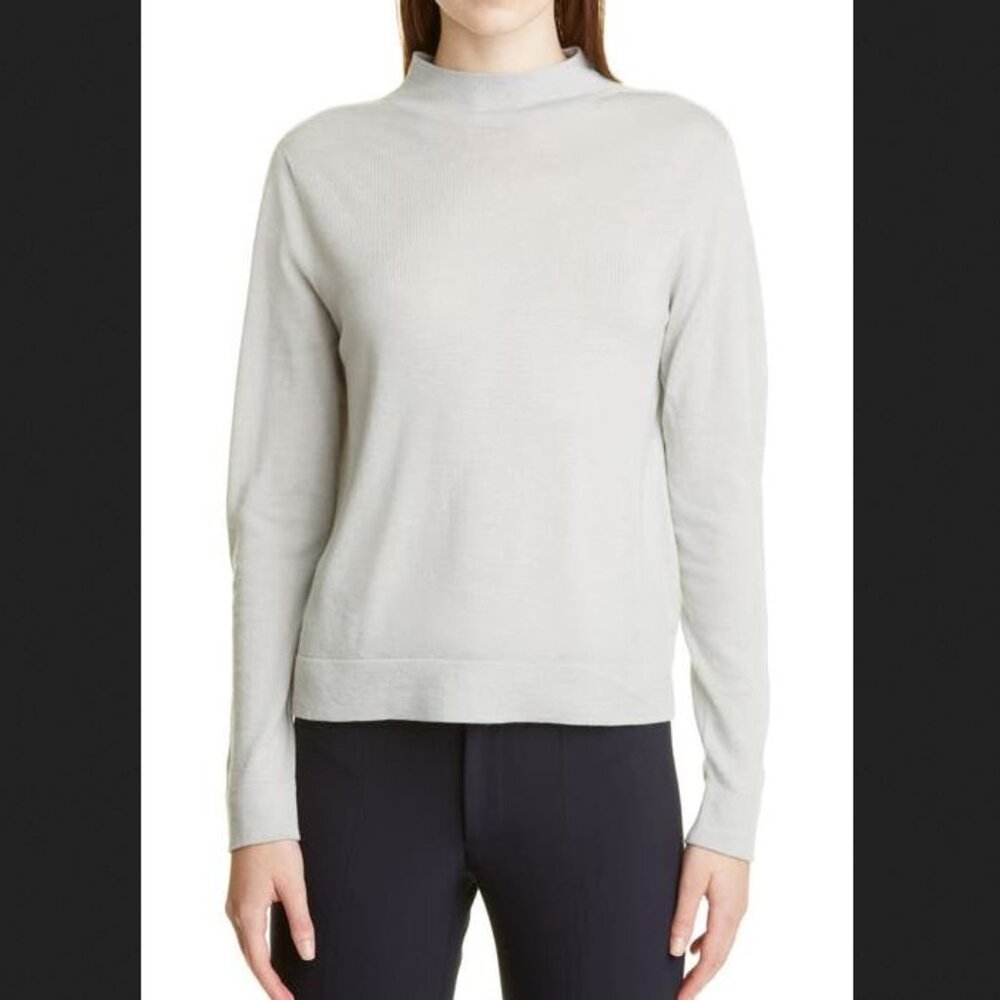 *NEW Vince Ribbed Mock Neck Cardigan Sweater Grey Size Large